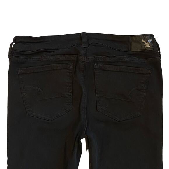 American Eagle Jeans Womens Sz 4 Reg Black Jeggings Stretch Ripped Grunge Gothic - Picture 3 of 12